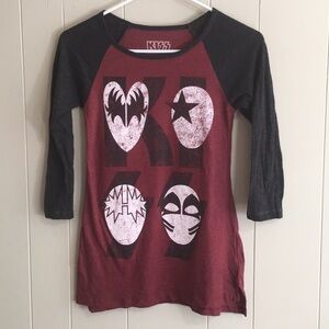 KISS 3/4 Sleeve Graphic Tee Size XS